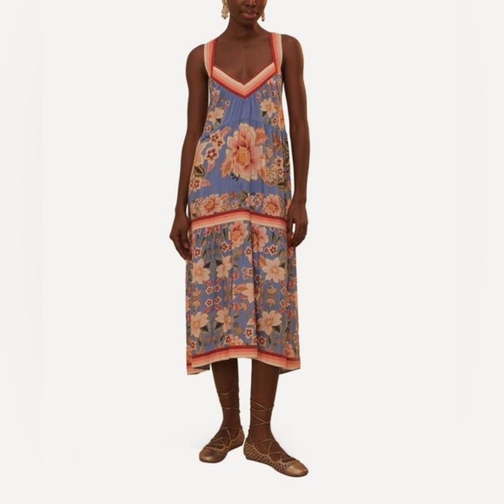 FARM Rio Blue Superbloom Tapestry Maxi Dress